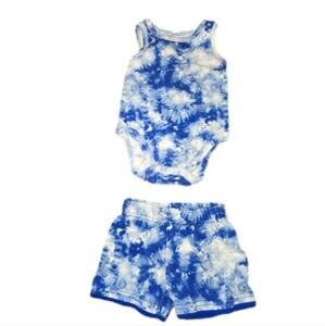 Garanimals Summer 0-3 Months Boy's Blue Tie Dye Outfit
